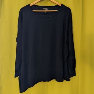 Sweater Top with Asymmetrical Hem 1X